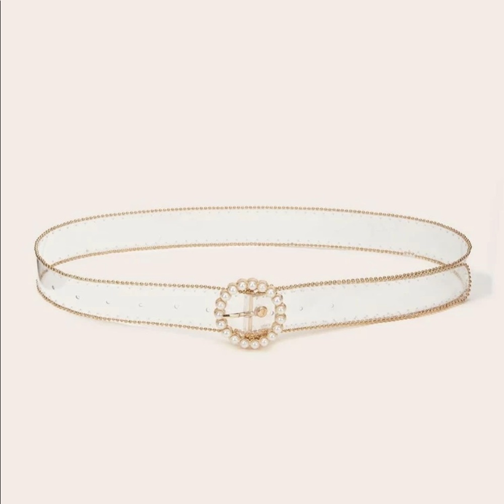Pearl Belt, Clear with Gold Accents NWT
